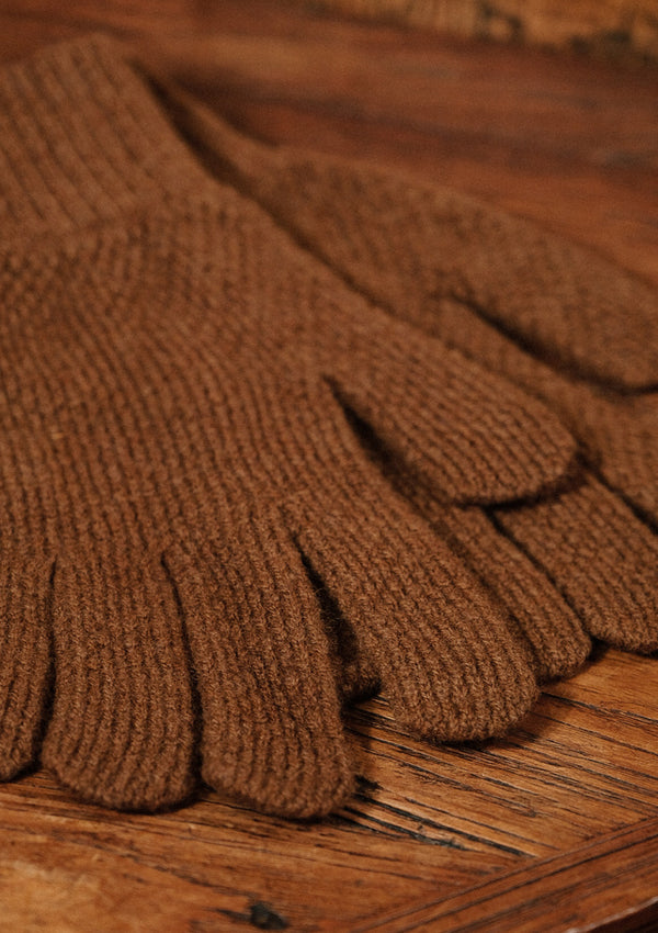 Knitted Lambswool Gloves - Pecan