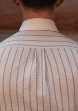 Spearpoint Shirt in Japanese Cotton - Navy Pinstripe