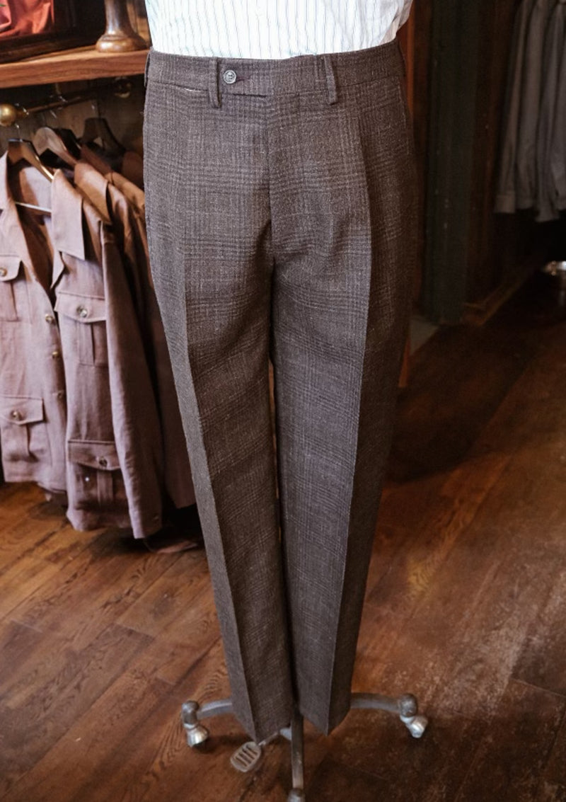 Brockman Classic Trouser - Dark Brown Prince Of Wales Check