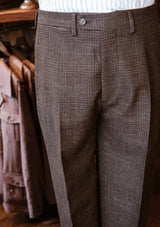 Brockman Classic Trouser - Dark Brown Prince Of Wales Check