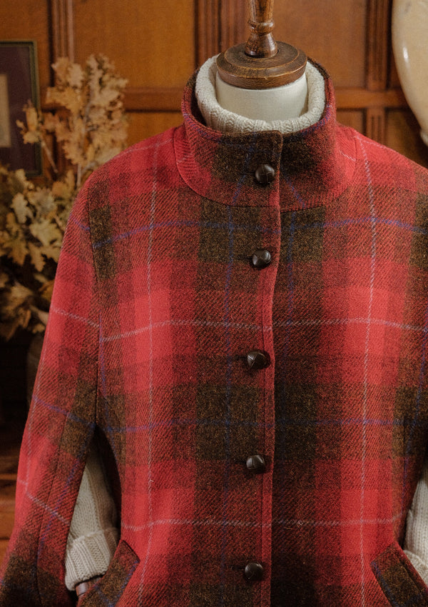 Ladies Amélie Harris Tweed Cape - Red Tartan