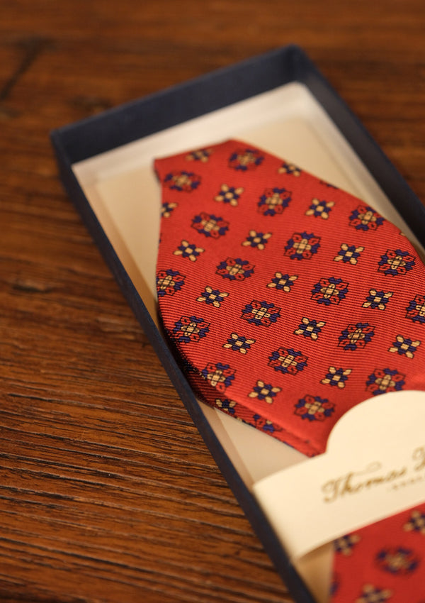Red Geometric Floral (Self-Tie) Bow Tie
