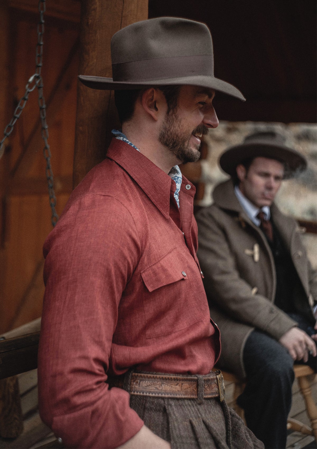 Early Western Shirt - Rust Red Lightweight Linen