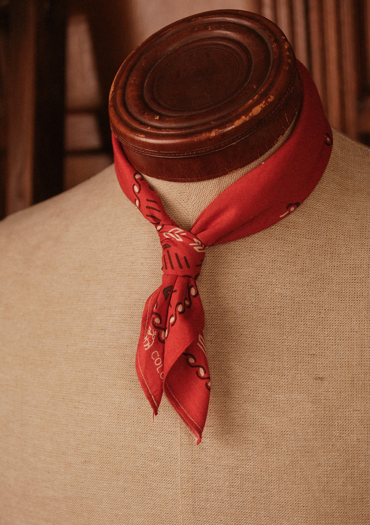 Red 100% Selvedge Cotton Bandana - #4