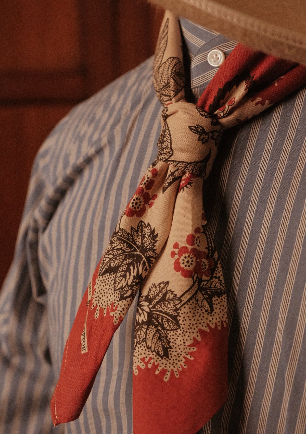 'Poire' Barn Red 100% Cotton Selvedge Bandana - #7