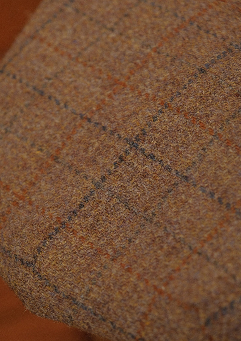 Regency 50 Pence Cap - Rust & Navy Windowpane Harris Tweed