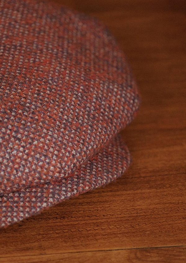 Regency 50 Pence Flat Cap - Red & Blue Barleycorn Tweed