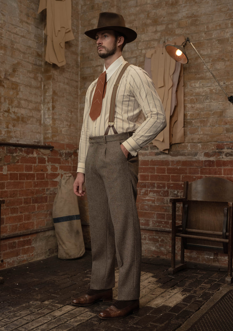 Rivera Clark Trouser - Oatstone Herringbone