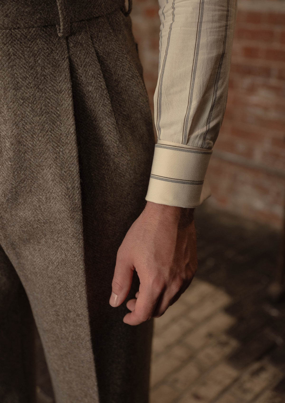 Rivera Clark Trouser - Oatstone Herringbone