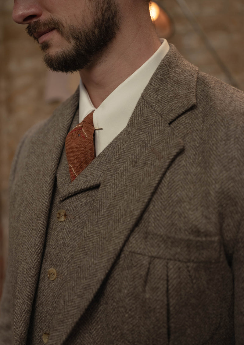 Rivera Pleated Pocket Jacket - Oatstone Herringbone