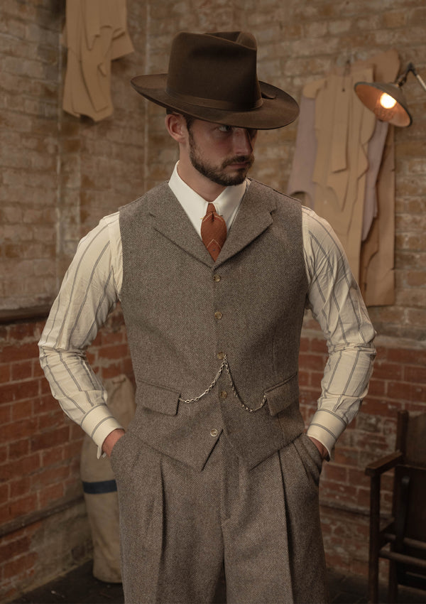 Rivera Waistcoat - Oatstone Herringbone