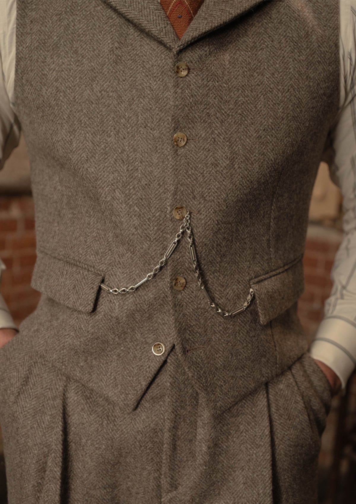 Rivera Waistcoat - Oatstone Herringbone