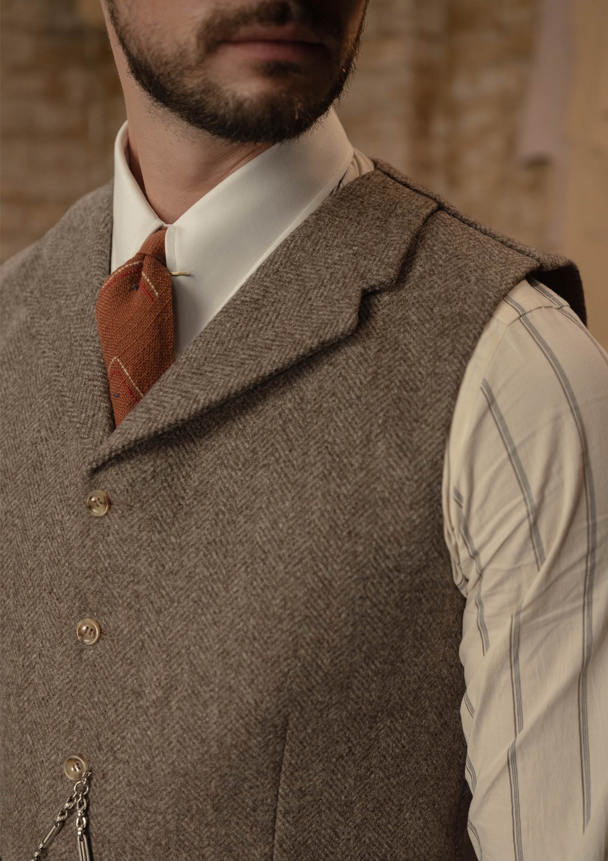 Rivera Waistcoat - Oatstone Herringbone