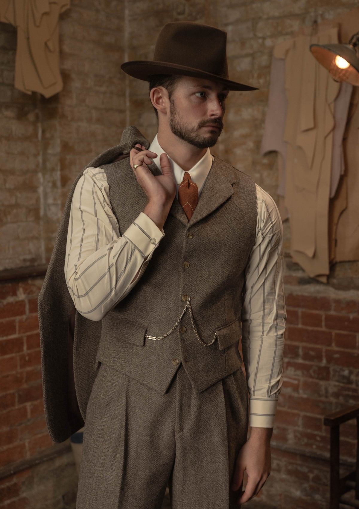 Rivera Waistcoat - Oatstone Herringbone