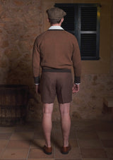 Fawcett Lambs Wool Cardigan - Rust