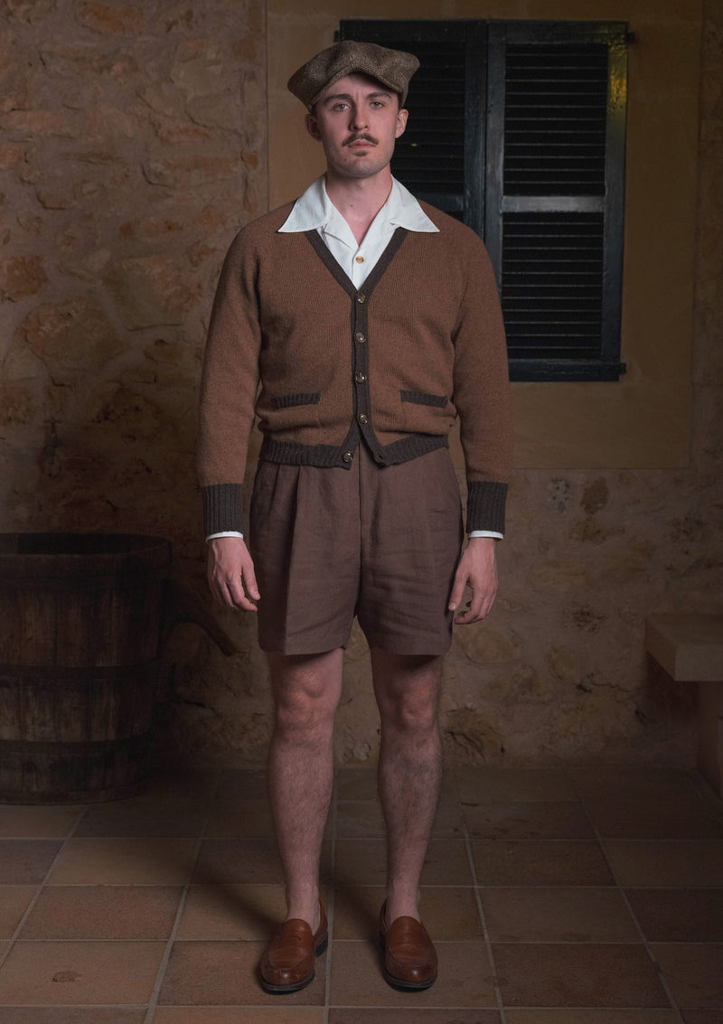Fawcett Lambs Wool Cardigan - Rust
