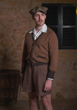 Fawcett Lambs Wool Cardigan - Rust