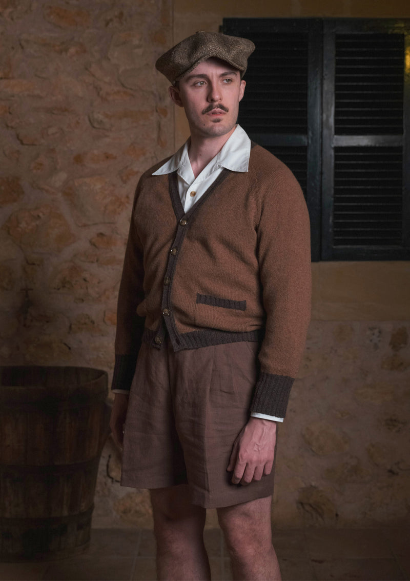 Fawcett Lambs Wool Cardigan - Rust