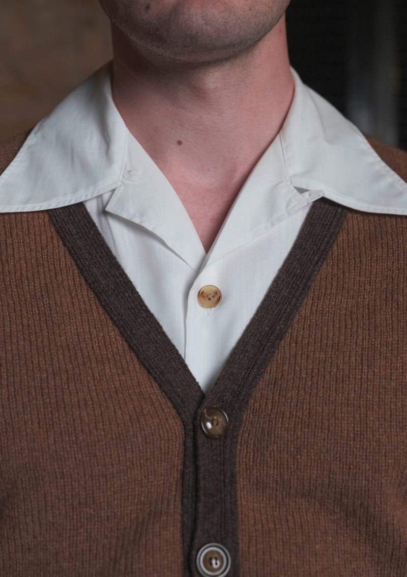 Fawcett Lambs Wool Cardigan - Rust