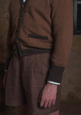 Fawcett Lambs Wool Cardigan - Rust