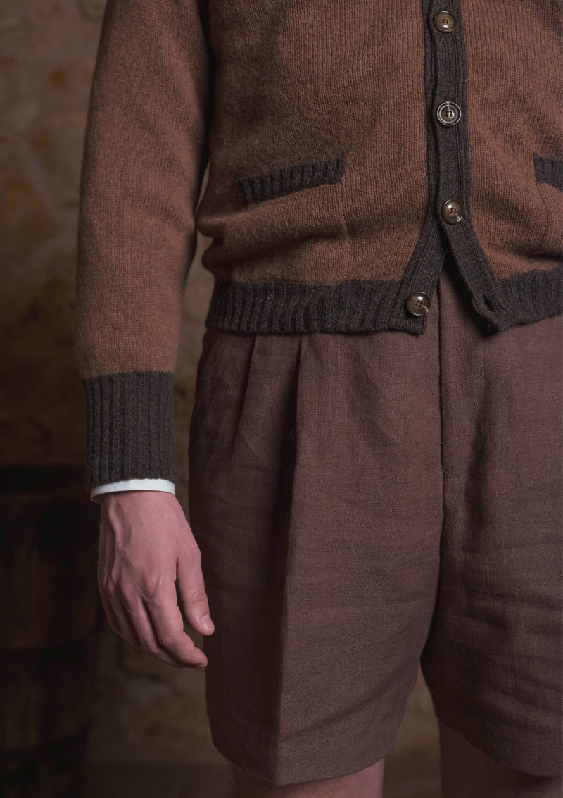 Fawcett Lambs Wool Cardigan - Rust