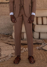 Bailey Tapered Trouser - Kasbah Brown Herringbone