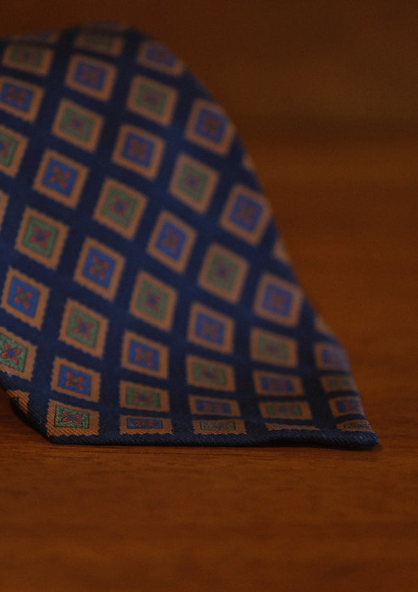 Hand-rolled Madder Silk Tie - Sapphire