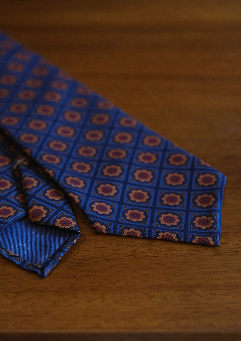 Hand-rolled Madder Tie - Saturated Blue