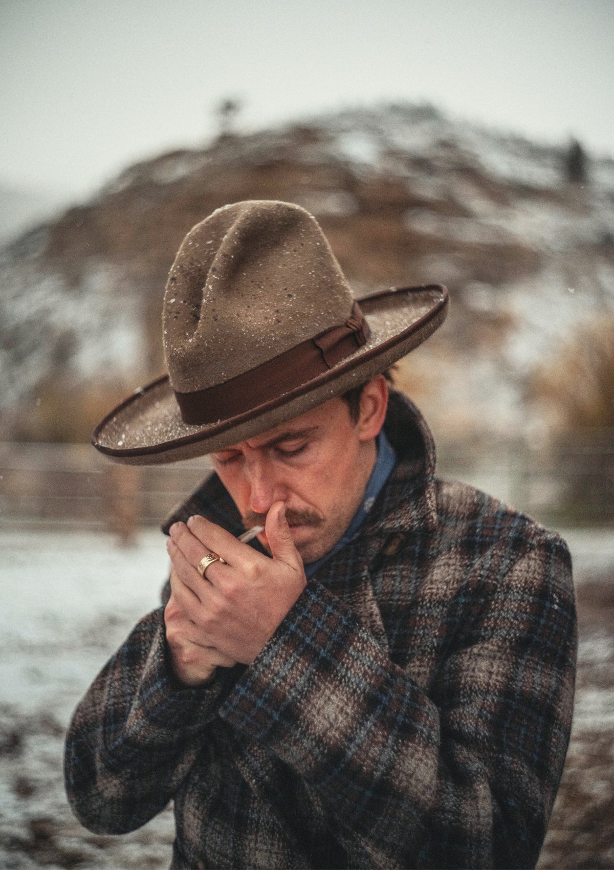 Lawson Open Crown Fedora - Sepia & Dark Brown