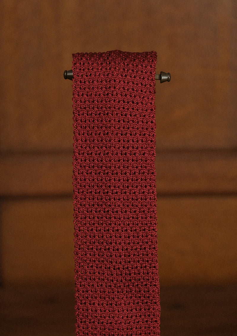 Silk Knitted Tie - Cherry