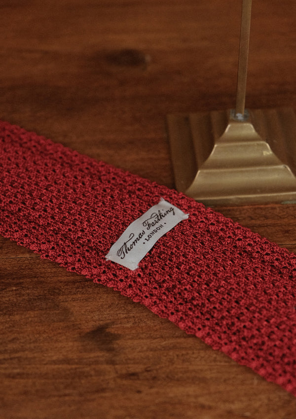 Silk Knitted Tie - Cherry