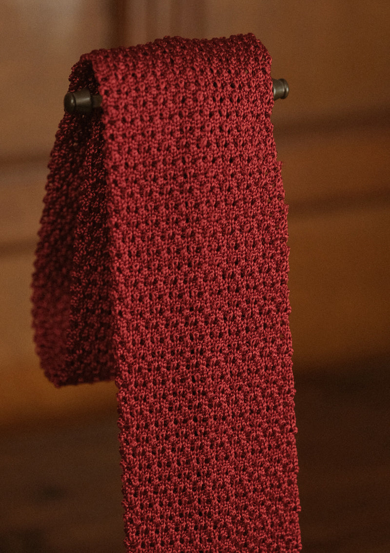 Silk Knitted Tie - Cherry