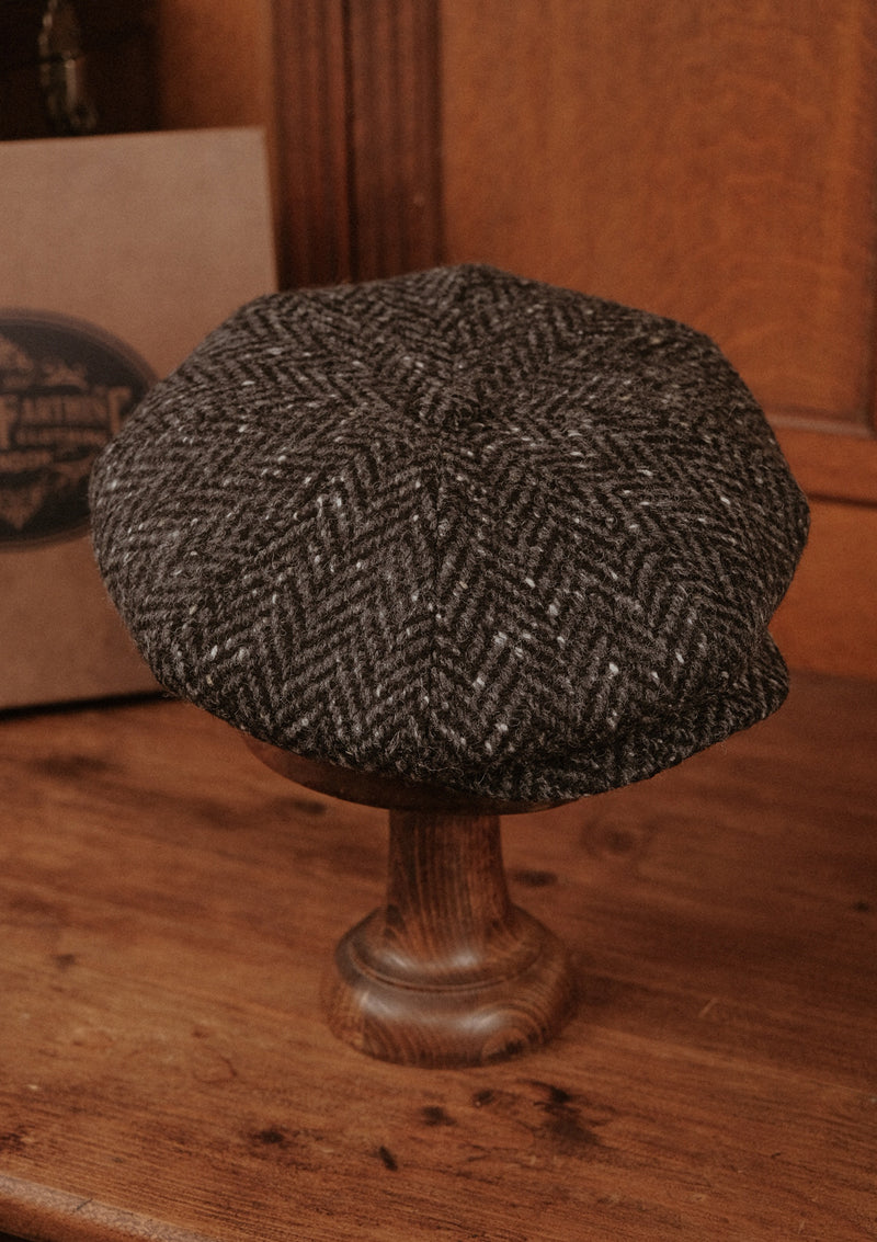 Stanton Baker Boy - (Wide Width) Donegal Tweed Black Herringbone