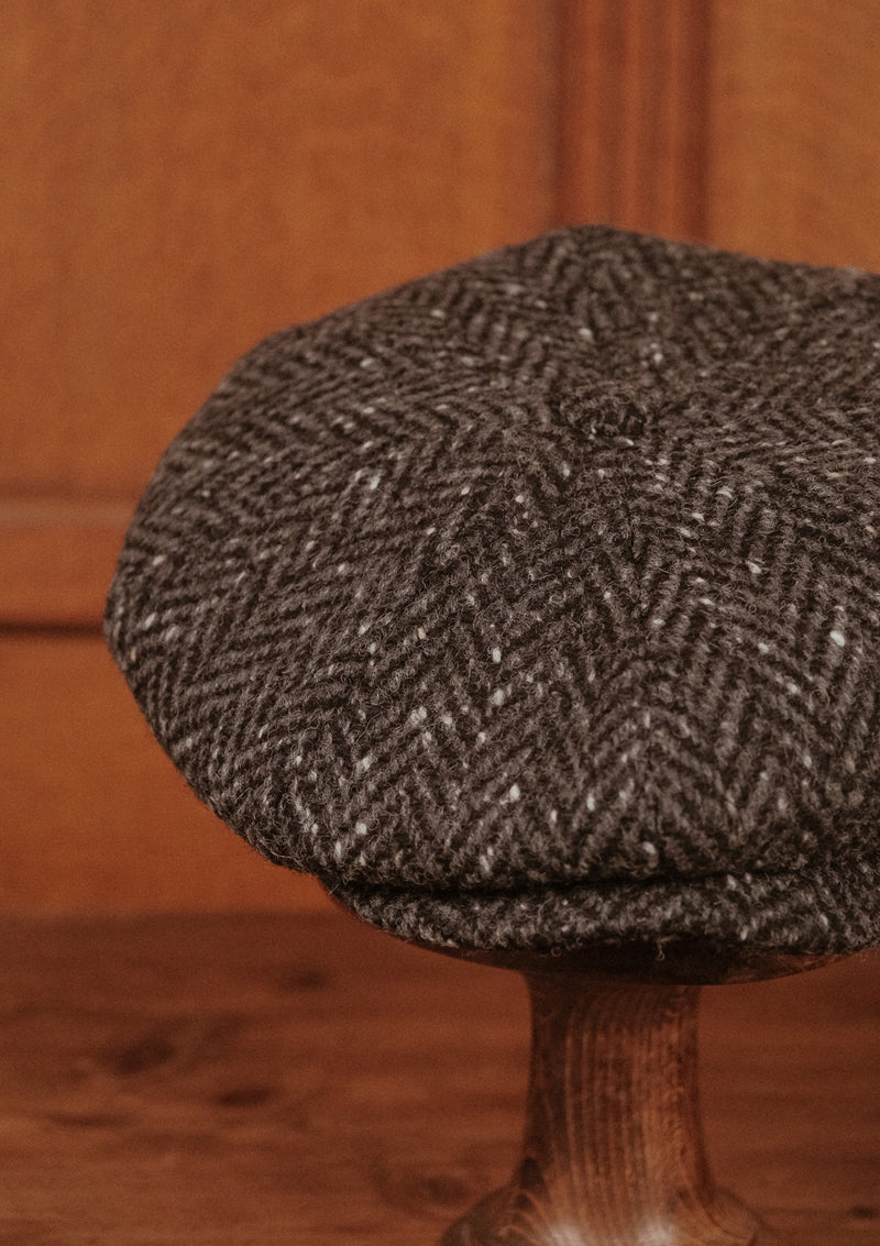 Stanton Baker Boy - (Wide Width) Donegal Tweed Black Herringbone