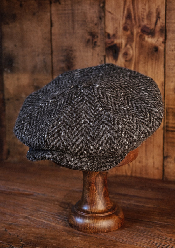 Stanton Baker Boy - (Wide Width) Donegal Tweed Black Herringbone