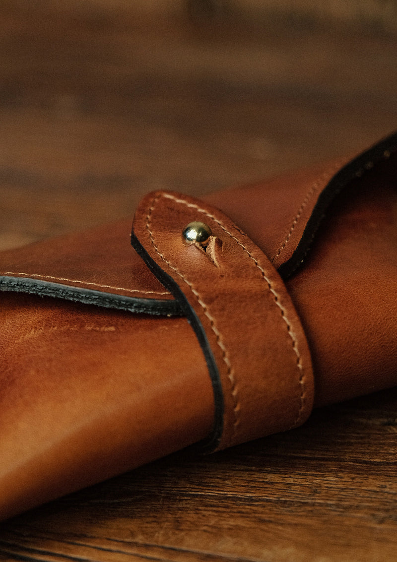 Saddle Leather Glasses Case - Tan
