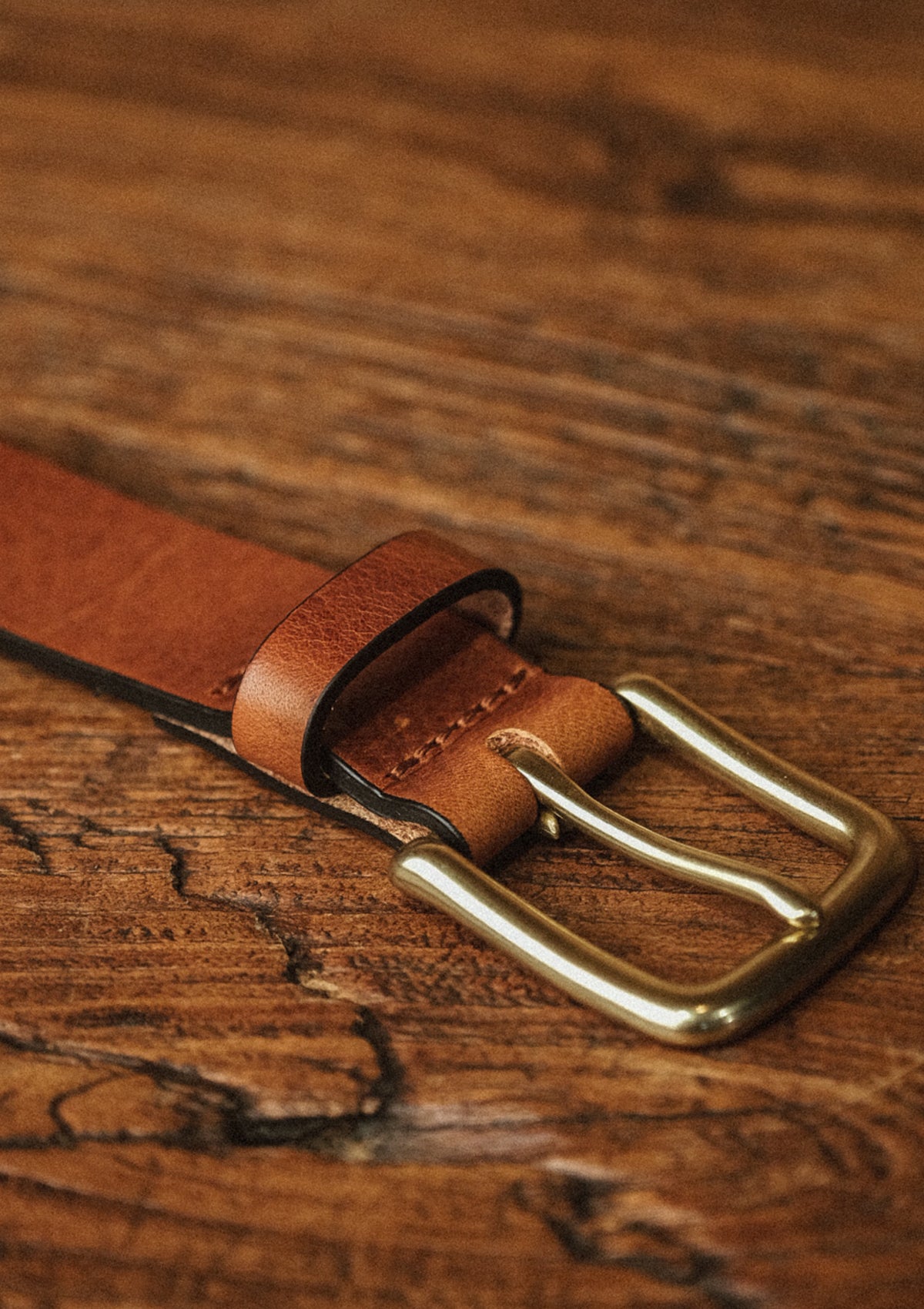 Saddle Leather Thin Belt - Tan