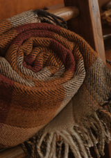 Super-soft Recycled Wool Bothy Throw - Pecan & Red Plaid