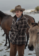 Pure Wool Pea Coat - Tideworn Check