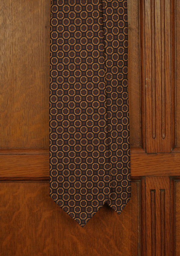 Navy & Gold Geometric - Silk Tie