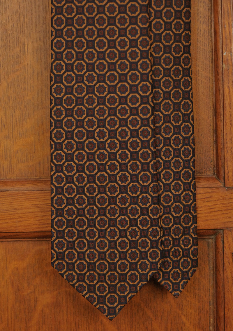 Navy & Gold Geometric - Silk Tie