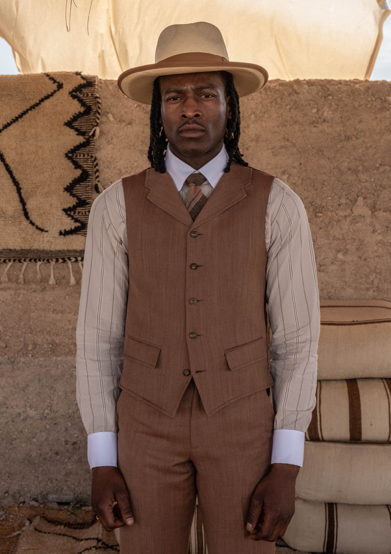 Bailey Waistcoat - Kasbah Brown Herringbone