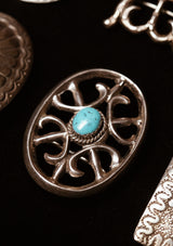 Oval Scrollwork & Pale Turquoise Sterling Silver Buckle