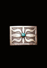 Textured Panel & Turquoise Sterling Silver Buckle