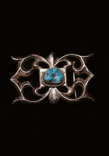 Scrollwork & Large Matrix Turquoise Sterling Silver Buckle