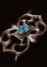 Scrollwork & Large Matrix Turquoise Sterling Silver Buckle