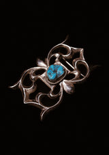 Scrollwork & Large Matrix Turquoise Sterling Silver Buckle