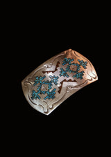 Twin Geometric Chip Inlay Sterling Silver Buckle