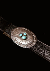 Three-Stone Oval Concho Sterling Silver Buckle