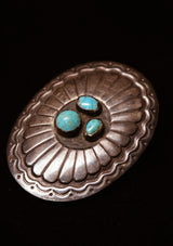 Three-Stone Oval Concho Sterling Silver Buckle